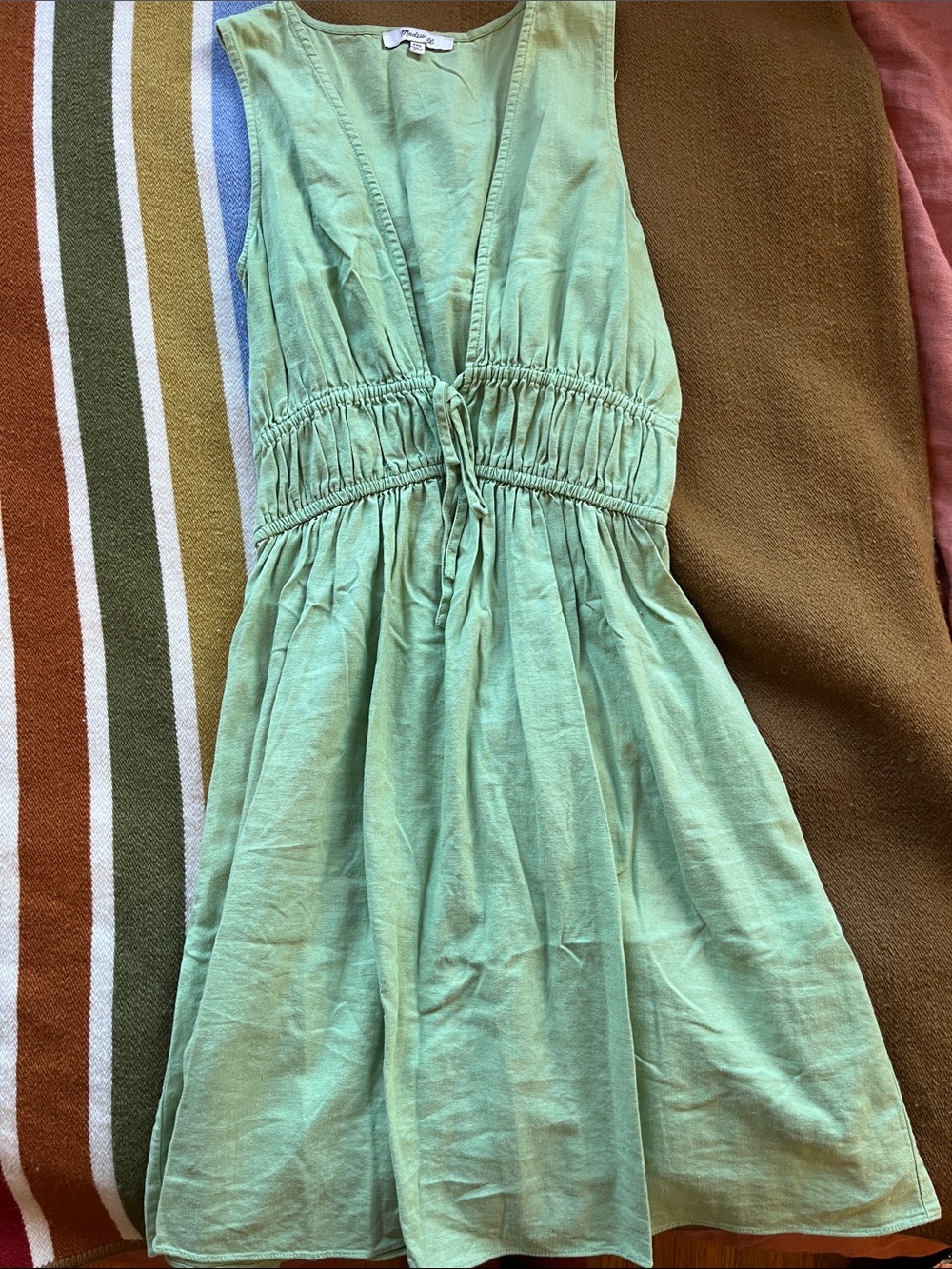 Madewell Light Green Sleeveless Dress with Drawstring